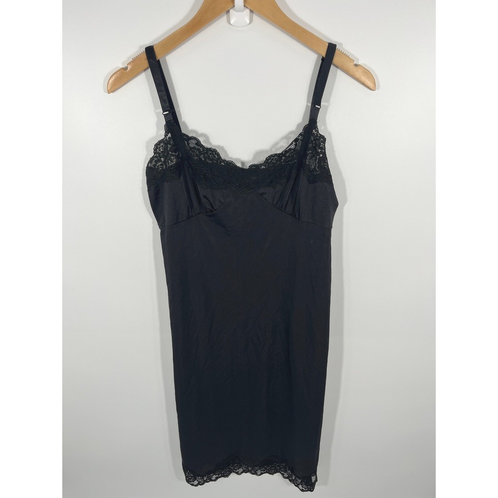 Vintage Babydoll Midi Slip Dress Womens M Black Lace Coquette Dark Fairy Witchy